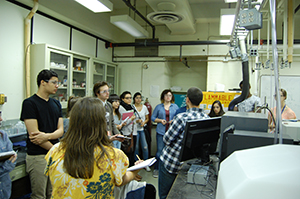 Elkhart Memorial High School Students test solar cells at Notre Dame